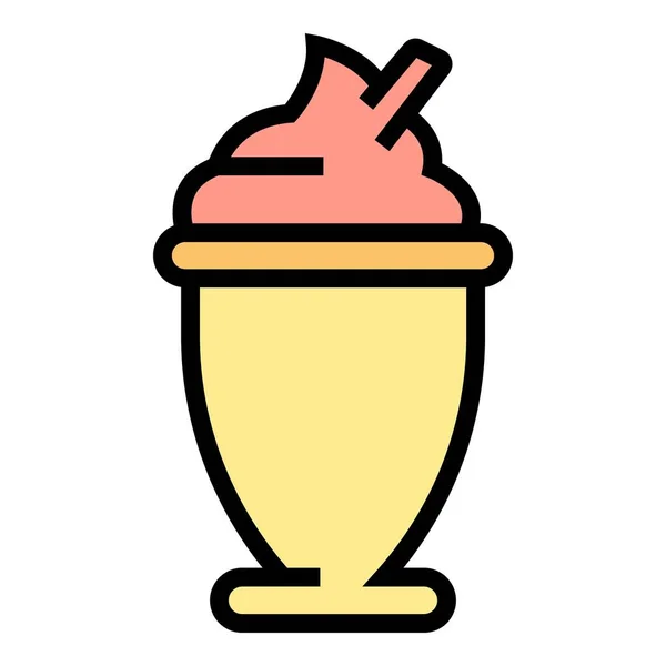 Cremige Gelato Icon Umrissvektor Eis Eisbecher Dessert Farbe Flach — Stockvektor