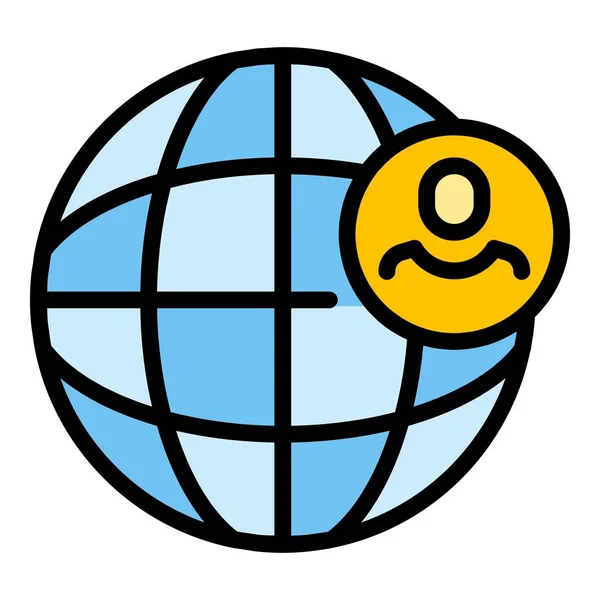 Παγκόσμιο Εικονίδιο Διαχειριστή Διάνυσμα Περίγραμμα Επιχειρηματικός Κόσμος Globe Τεχνολογία Χρώμα — Διανυσματικό Αρχείο