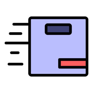 Hızlı parsel simgesi ana hat vektörü. Teslimat servisi. İş kurye rengi düz