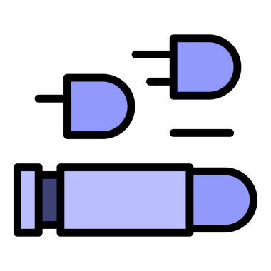 Hızlı kurşun ikonu ana hat vektörü. Hız tabancası. Hareket görüntüsü uçan renk düz