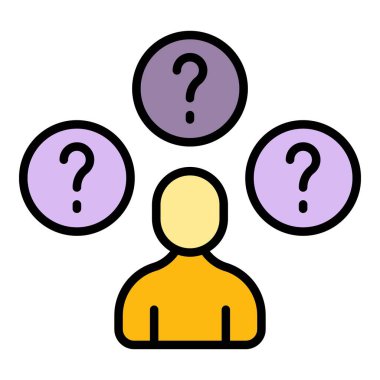 Belirsizlik simgesi ana hatlı vektör. Vuca belirsizliği. Dünya veri rengi düz