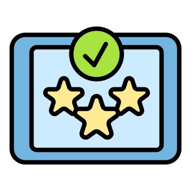 Görev tableti simgesi ana hatları vektörü. Ev ödevi. El bilgisayarı rengi düz