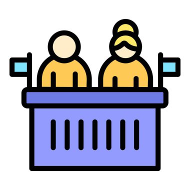 Cinsiyet ikonu ana hatları vektörü. Sosyal klişeler. Çift eşitlik rengi düz