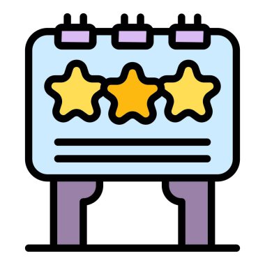 Ürün reklam panosu ana hatları vektörü. Özellikli veriler. Anket rengi satın aldı