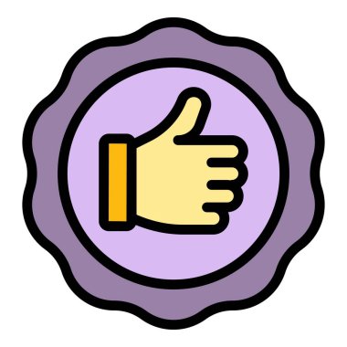 Amblem simgesi ana hat vektörünü parmakla. El gibi. Düğme sayfası rengi düz