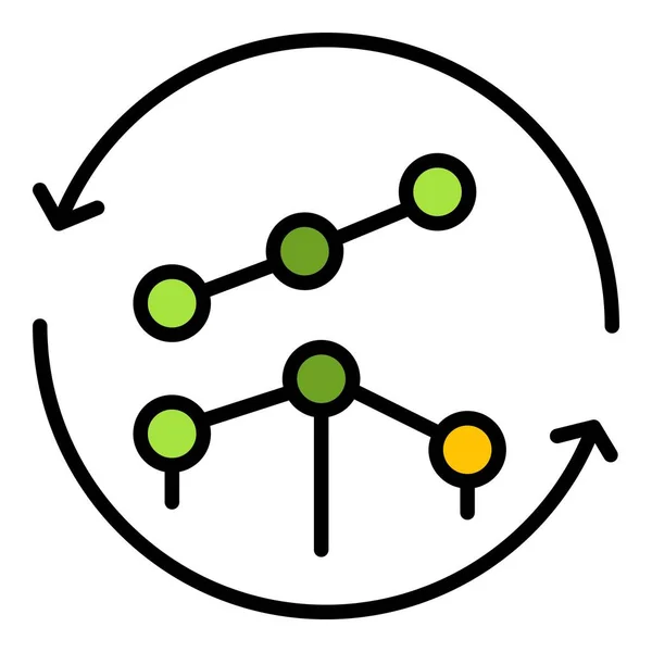 复杂的战略图标轮廓向量 商业技能 管理目标色彩扁平 — 图库矢量图片