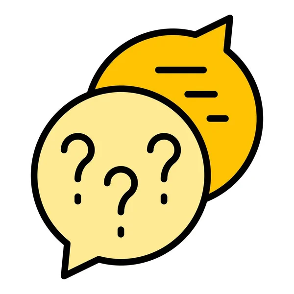 Frage Chat Symbol Umrissvektor Denkt Mark Blase Sprachfarbe Flach — Stockvektor