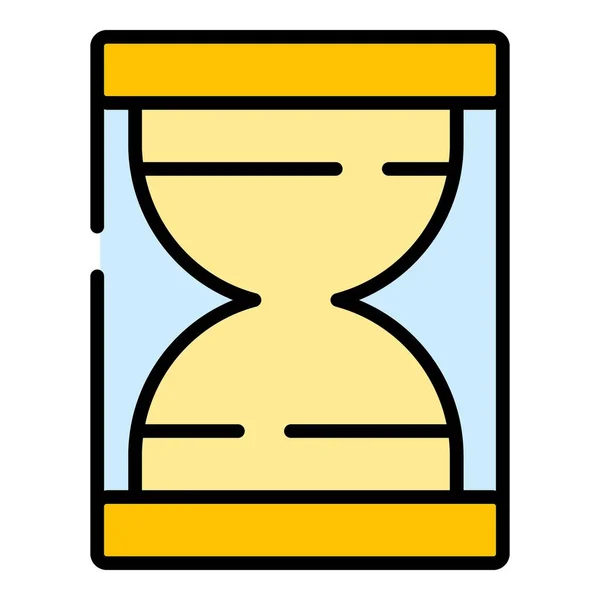 Geld Sanduhr Symbol Umrissvektor Zeitstunde Uhr Währungsfarbe Flach — Stockvektor