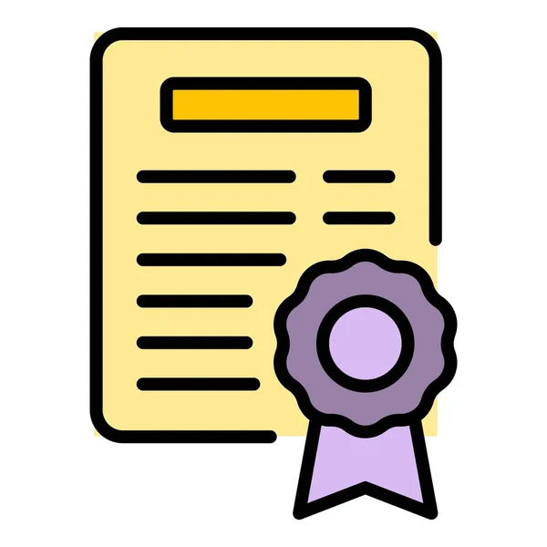 Diploma Papier Pictogram Contouren Vector Frame Certificaat Prijs Ontwerp Kleur — Stockvector