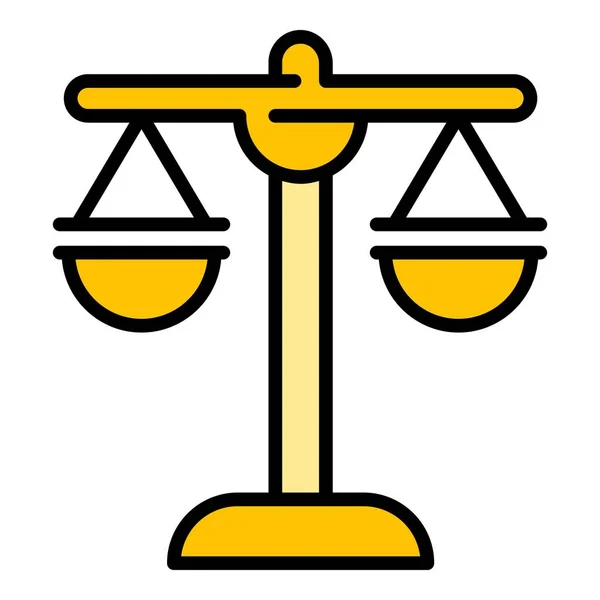 Juiz Ícone Equilíbrio Contorno Vetor Peso Justiça Escala Lei Cor — Vetor de Stock