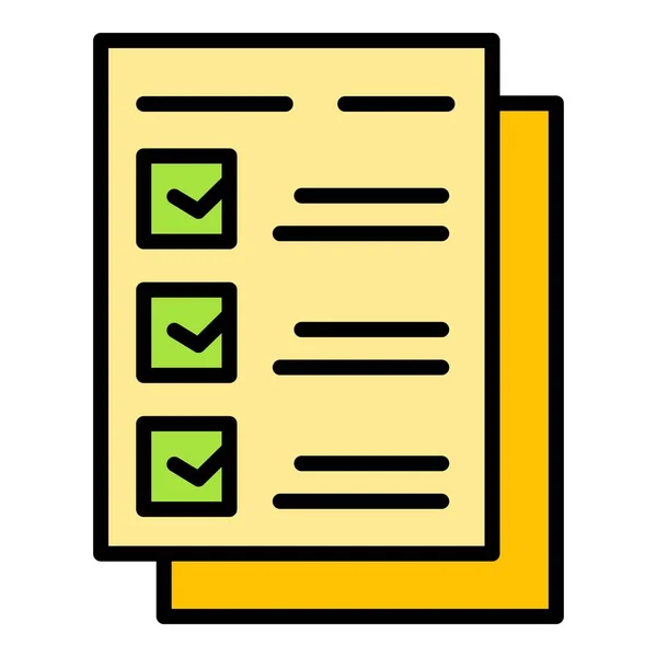Work Checklist Icon Outline Vector Check Clipboard Document Checkbox Color — Stock Vector