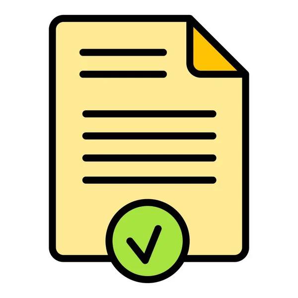 承認されたペーパーアイコンアウトラインベクトル 書類の確認 スタンプフォームカラーフラット — ストックベクタ