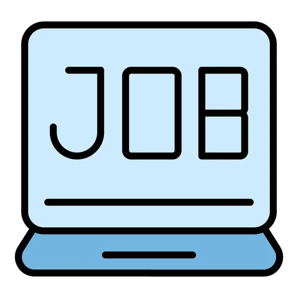 Laptop Online Job Icon Outline Vector Computer Interview Internet Work — Stock Vector