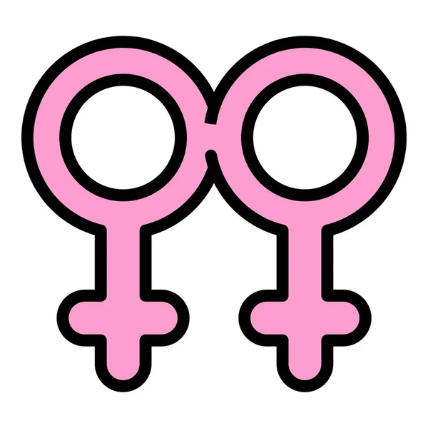 Lgbt立体型アイコンアウトラインベクトル 性別差別 男女共同参画カラーフラット — ストックベクタ