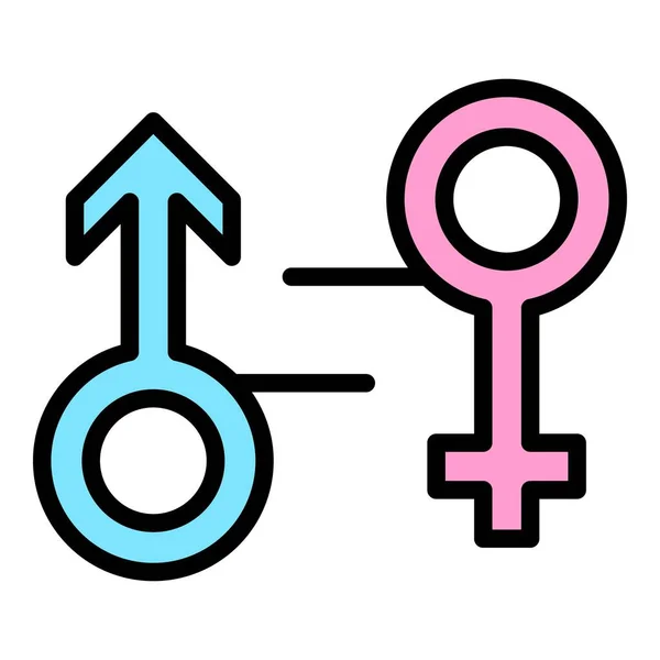 Ikona Społecznej Równości Płci Przedstawia Zarys Wektora Równe Prawa Kolor — Wektor stockowy