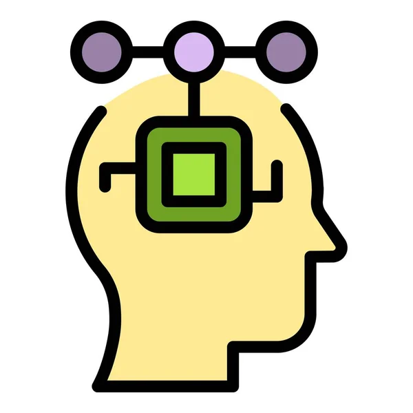 Mind Processor Icon Outline Vector Circuit Technology Digital Chip Color — Stock Vector