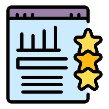 Grafik derecelendirme ikonu ana hatları vektörü. Büyüme çizelgesi. Para deposu rengi düz