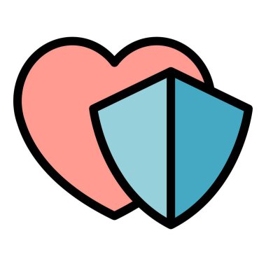 Aşk ikonu dış hat vektörünü koru. Kalp aşkı. Düz renge yardım eden kişi