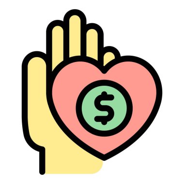 Aile destek ikonu ana hat vektörü. İnsanlar yardım eder. Mutlu el rengi düz