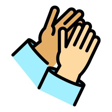 Seyirci el çırpma simgesi ana hat vektörü. Halk alkışı. Alkış desteği rengi düz