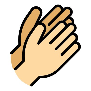 Topluluk el çırpma simgesi ana hatları vektörü. El çırpma cesareti. İnsanlar renk düzlüğünü destekliyor