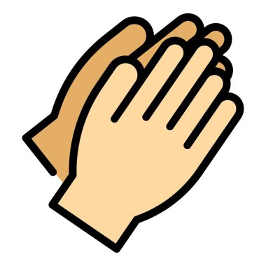 Aile el çırpma simgesi ana hat vektörü. El çırpma desteği. Renk düzlüğünü alkışlamaya teşvik et