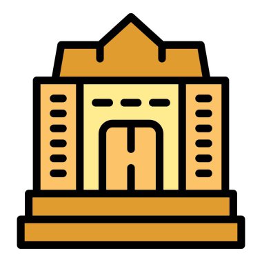 Dijital okul ikonu ana hatları vektörü. İnternetten öğren. Sanal sınıf renk düzlüğü