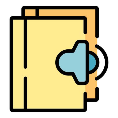 Ses öğrenme simgesi ana hatları vektörü. Online eğitim. Dijital kitaplık rengi düz