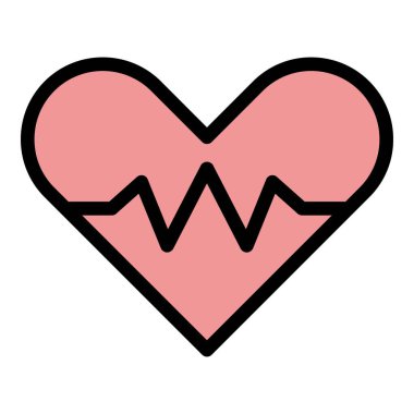 Kalp atış ikonu ana hatları vektörü. Nabız monitörü. Düz ekg rengini yen