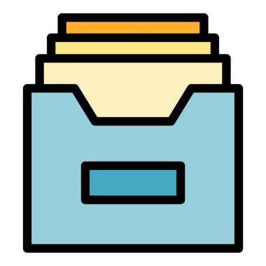 Dosya dizini simgesi ana hatları vektörü. Portföy belgesi. Bilgisayar kağıdı rengi düz