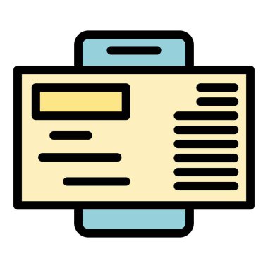 Akıllı telefon posta simgesi ana hatları vektörü. Telefon postası. Harf iletisi rengi düz