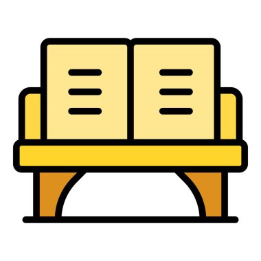 Açık hava kanepe ikonu taslak vektörü. Bahçe sandalyesi. Mobilya rengi düz