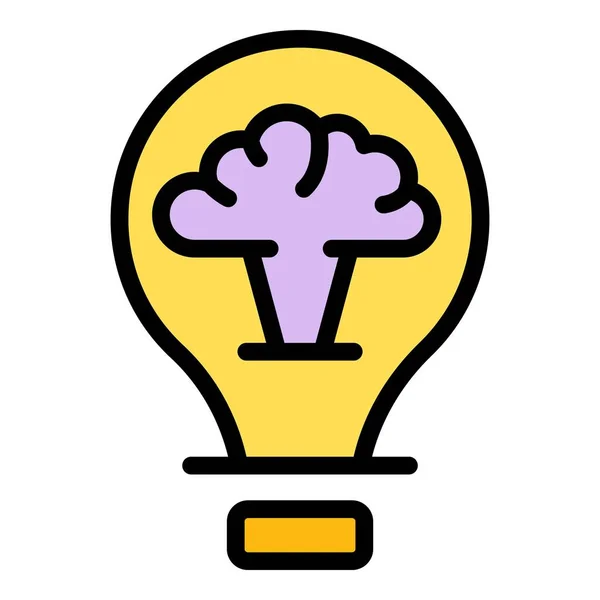 Мозговая Лампа Идея Иконка Вектор Контура Светлый Человеческая Технология — стоковый вектор