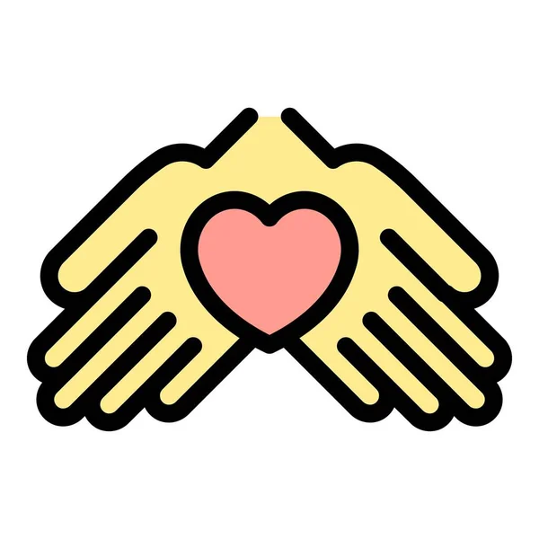 Unterstützt Hände Symbol Umrissvektor Hilfe Von Hand Pflege Spendet Farbe — Stockvektor