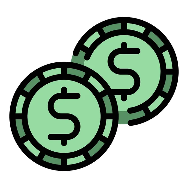 Gold Coin Icon Outline Vector Dollar Money Finance Cash Color — Stock Vector