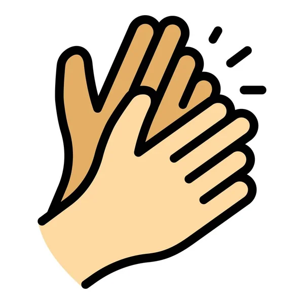 Applaus Icon Outline Vektor Unterstützung Handschlag Händeklatschen Fördert Farbe Flach — Stockvektor