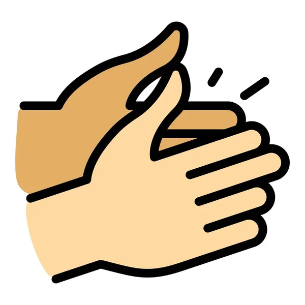 人々は アイコンアウトラインベクトルを拍手 拍手を奨励する 指拍手色フラット — ストックベクタ