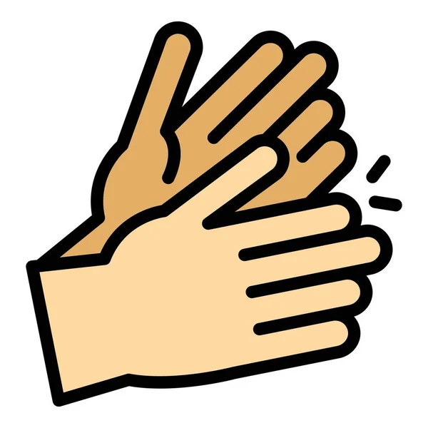 Konst Handklapp Ikon Kontur Vektor Känslomässigt Handslag Uppmuntra Applåder Färg — Stock vektor