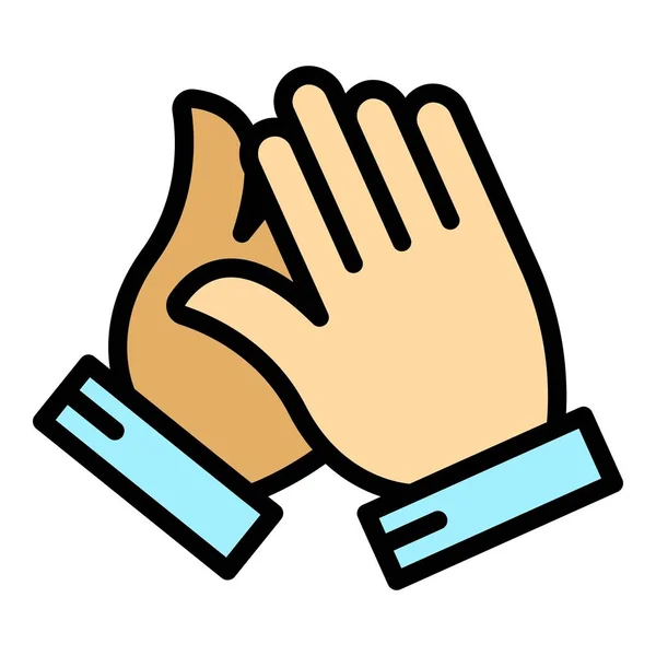 Clapping Icon Outline Vector People Hand Clap Public Support Color — Stock Vector