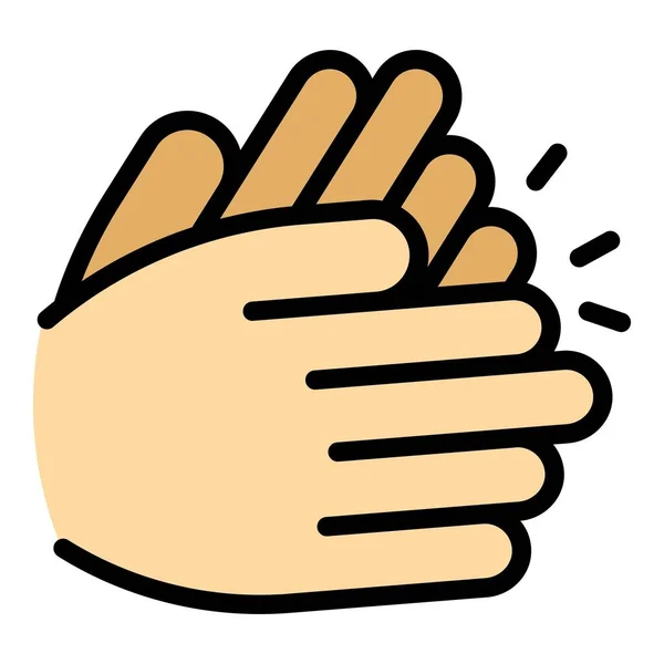 Großes Handklatsch Symbol Umreißt Vektor Fingerklatsch Menschen Unterstützen Farbe Flach — Stockvektor