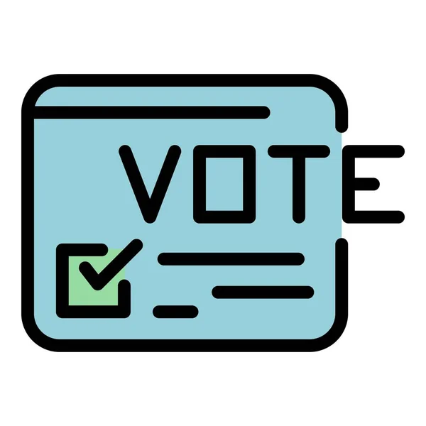 Icône Liste Électorale Contour Vecteur Sondage Vote Enquête Ligne Couleur — Image vectorielle