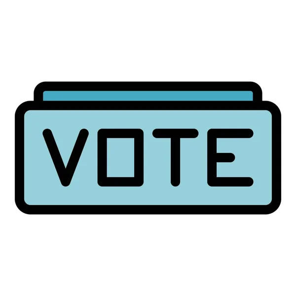 Stemmen Campagne Pictogram Schets Vector Stemming Verkiezing Poll Kleur Plat — Stockvector