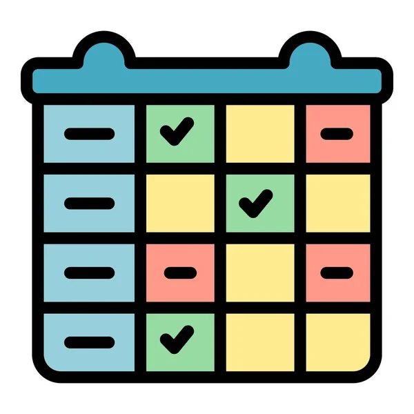 Πρόγραμμα Σχολείου Εικονίδιο Διάνυσμα Περίγραμμα Χρονοδιάγραμμα Εβδομάδας Επίπεδο Χρώμα Ημερολογίου — Διανυσματικό Αρχείο