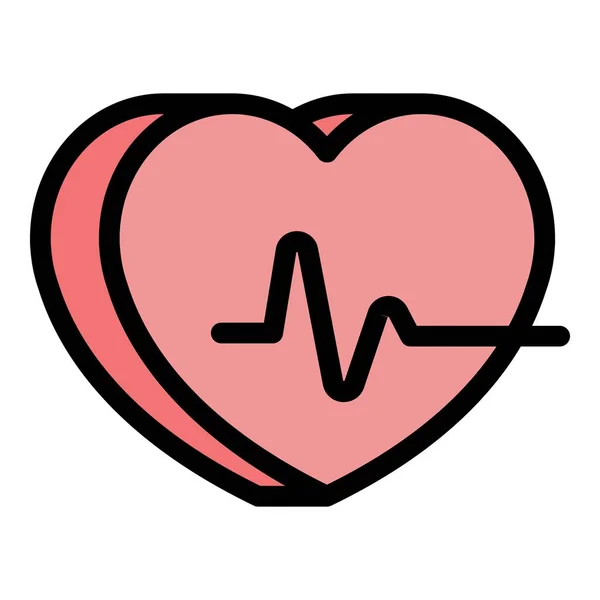 Batimento Cardíaco Ícone Contorno Vetor Palpitante Saúde Cardiograma Cor Pulso —  Vetores de Stock