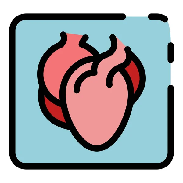 Ícone Imagem Coração Vetor Esboço Cardiologia Médica Cor Cardíaca Humana —  Vetores de Stock