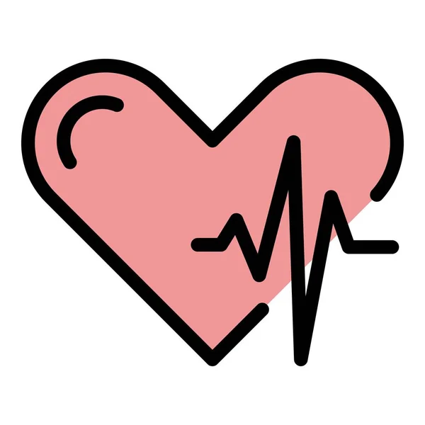 Здоров Серце Піктограму Контурного Вектора Швидкість Імпульсу Кардіо Екг Кольорова — стоковий вектор