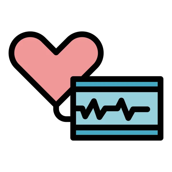 Διάνυσμα Περιγράμματος Παλμών Καρδιάς Μετρητής Ταχύτητας Heartbeat Ecg Χρώμα Επίπεδη — Διανυσματικό Αρχείο
