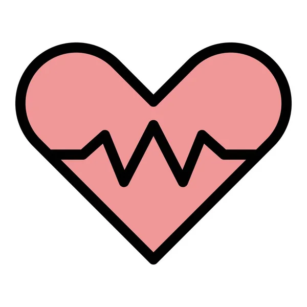 Kalp Atış Ikonu Ana Hatları Vektörü Nabız Monitörü Düz Ekg — Stok Vektör