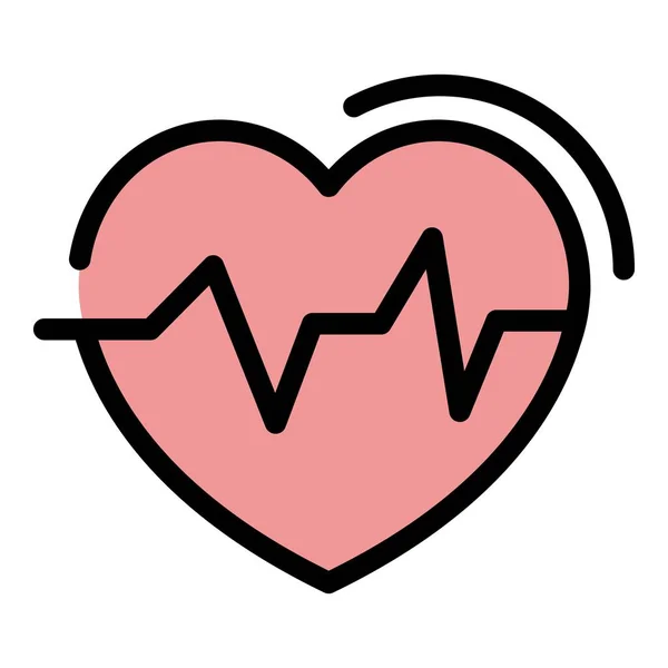 Вектор Контуру Піктограми Пульсу Серця Частота Серцебиття Монітор Побиття Кольору — стоковий вектор