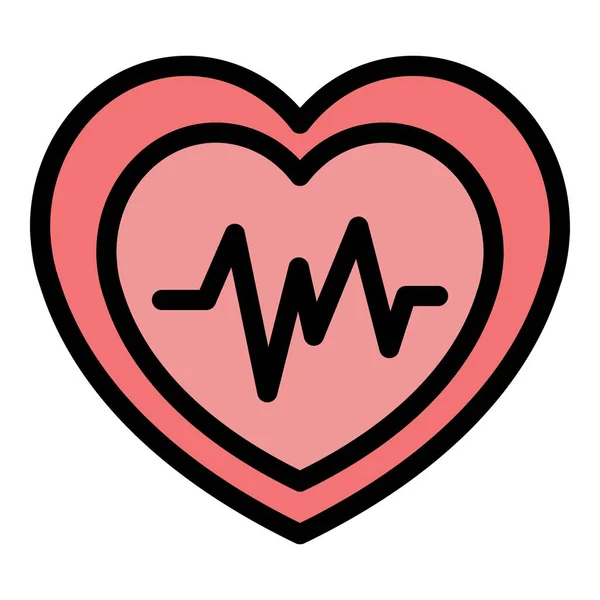 Monitor Velocidad Icono Contorno Vector Pulso Cardíaco Color Ekg Latido — Vector de stock